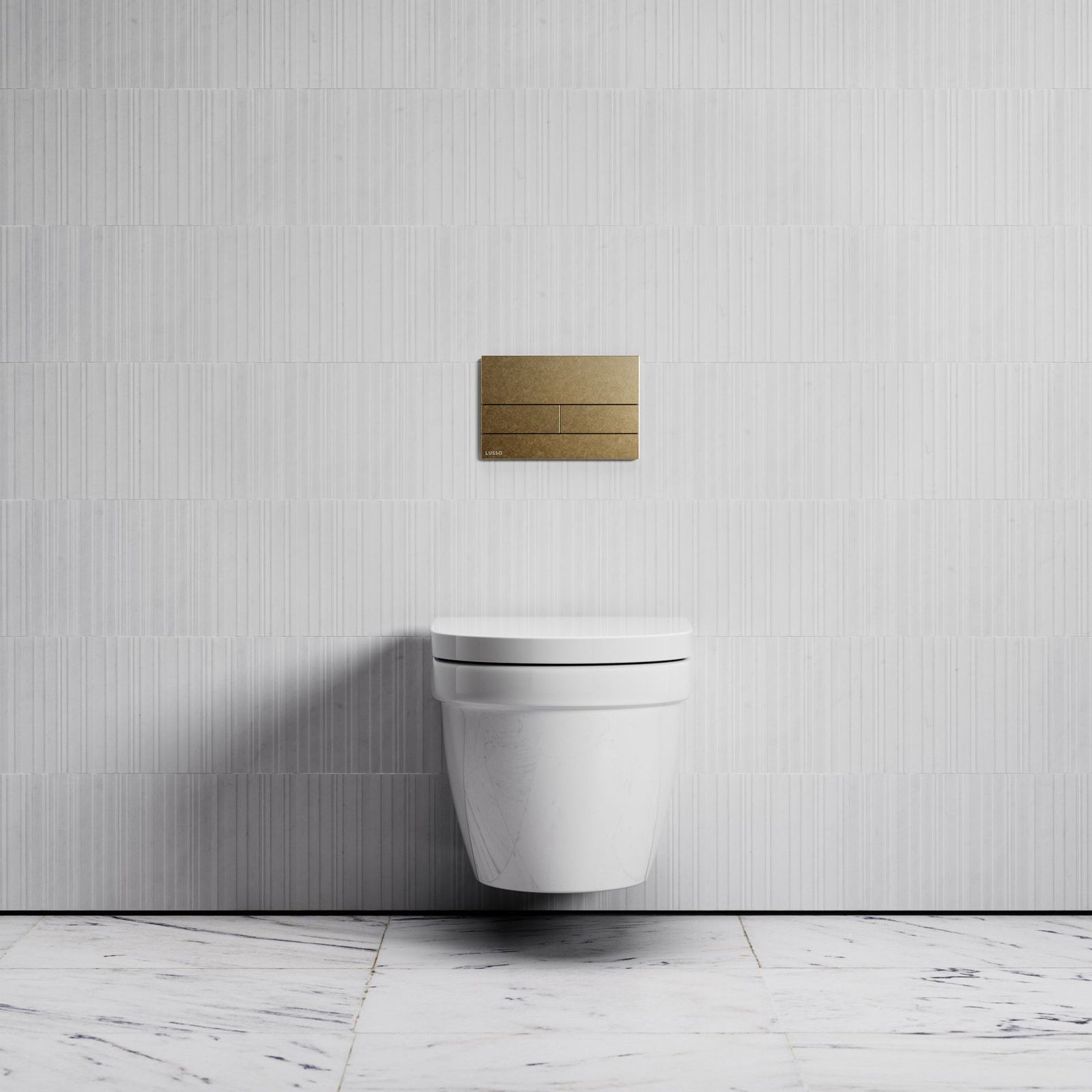 Berkeley Traditional Wall Hung Rimless Toilet with Concealed Cistern Frame and Square Flush Plate by LUSSO