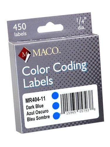 1/4" Dia. Color Coding Labels, Dark Blue, 450/Roll in Dispenser Box | Maco by MA.CO. Sofa & Bed