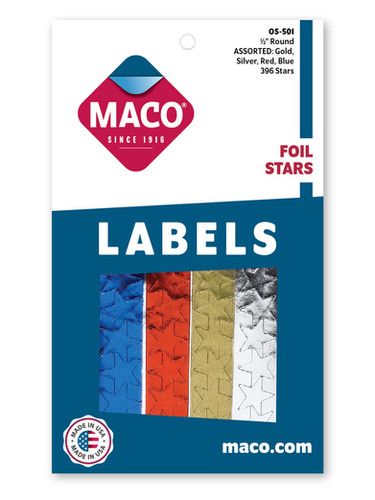 Assorted Foil Stars, 1/2" Dia., 396/Bx | Maco by MA.CO. Sofa & Bed