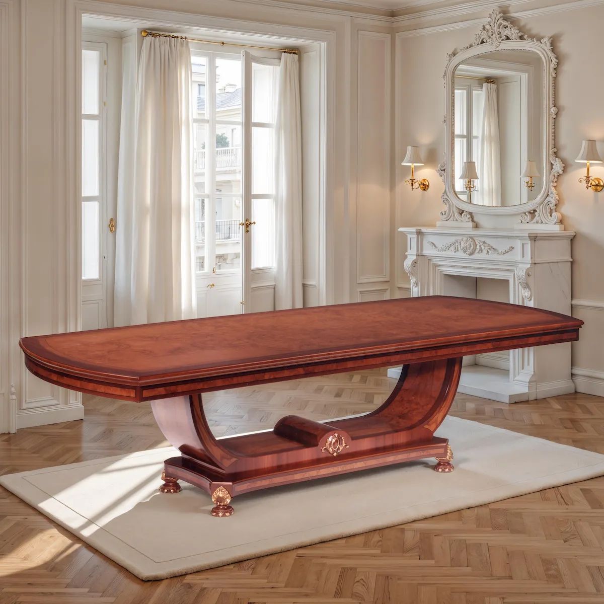 Ducale rect. table with pedestal "C" • MARZORATI by Marzorati