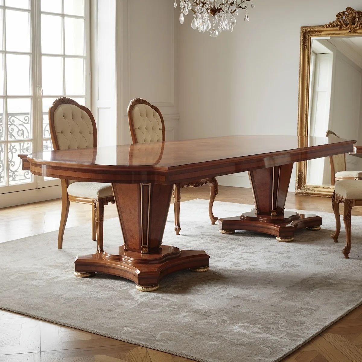 Impero rect. table with 2 pedestals • MARZORATI by Marzorati