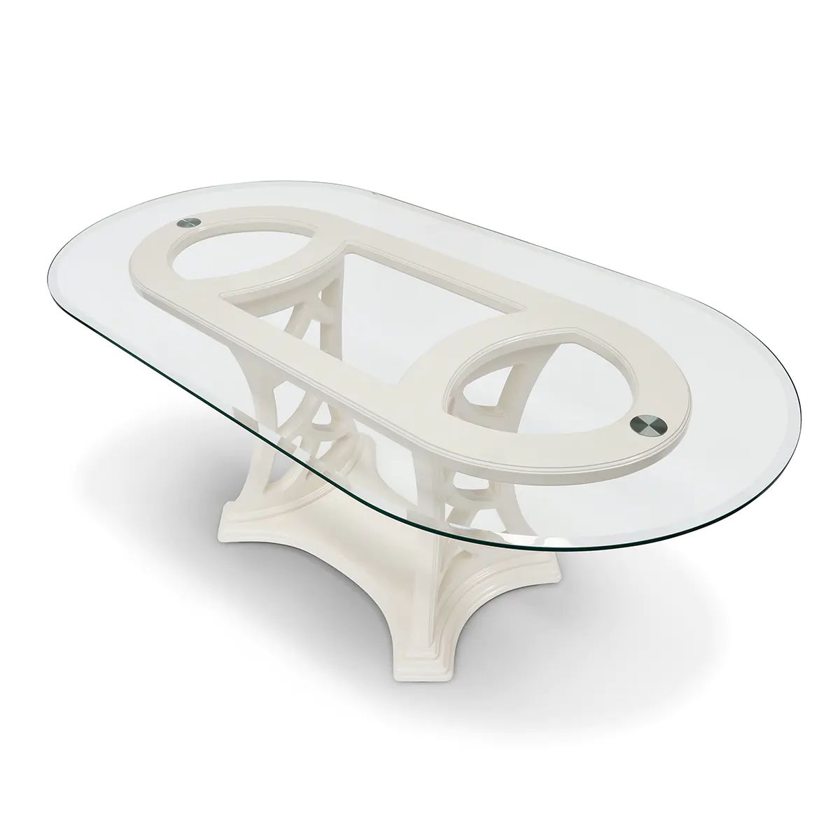 Monte Carlo oval table with glass top • MARZORATI by Marzorati
