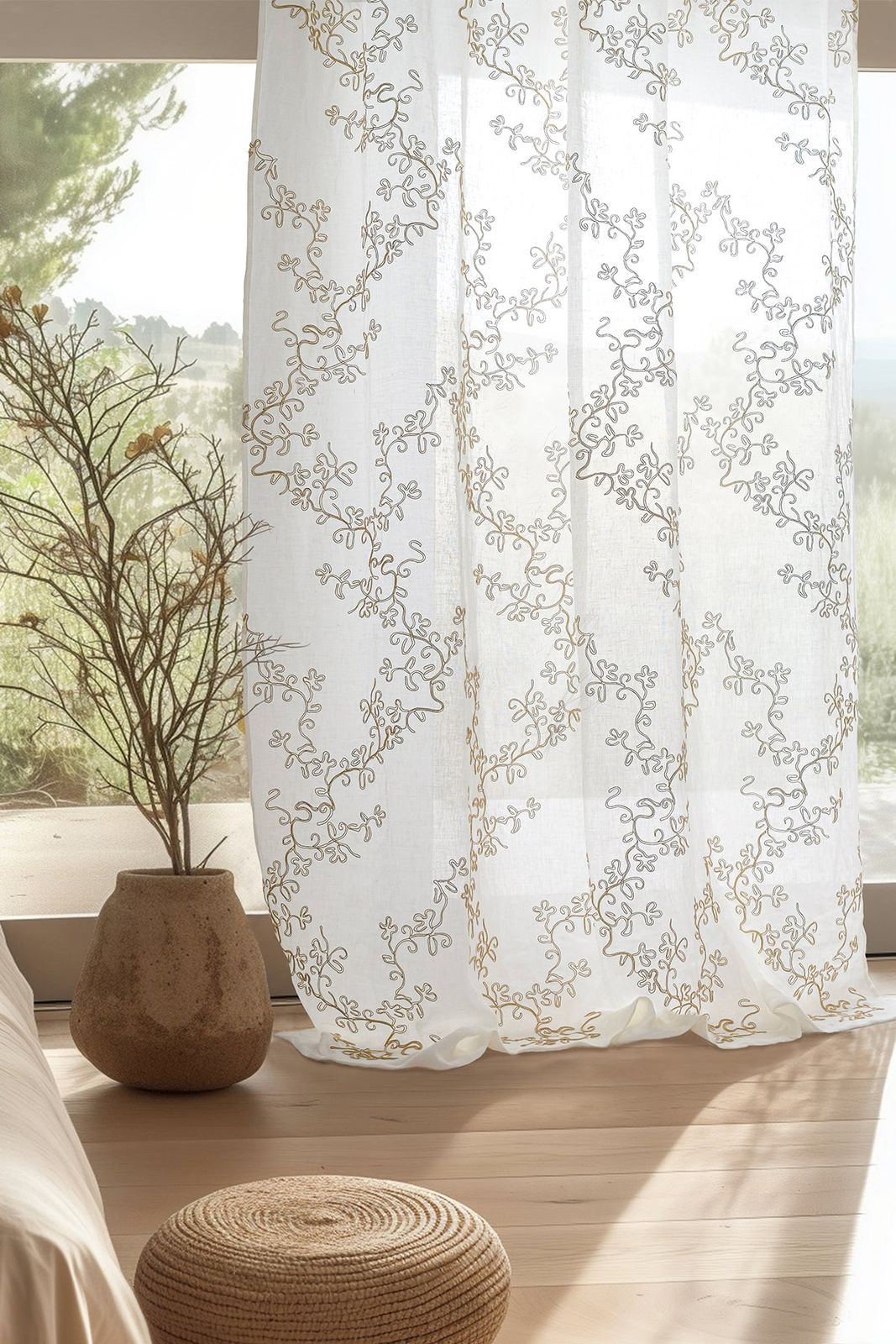 Curtain Giardino Segreto ricamo ramage allover by Mastro Raphael
