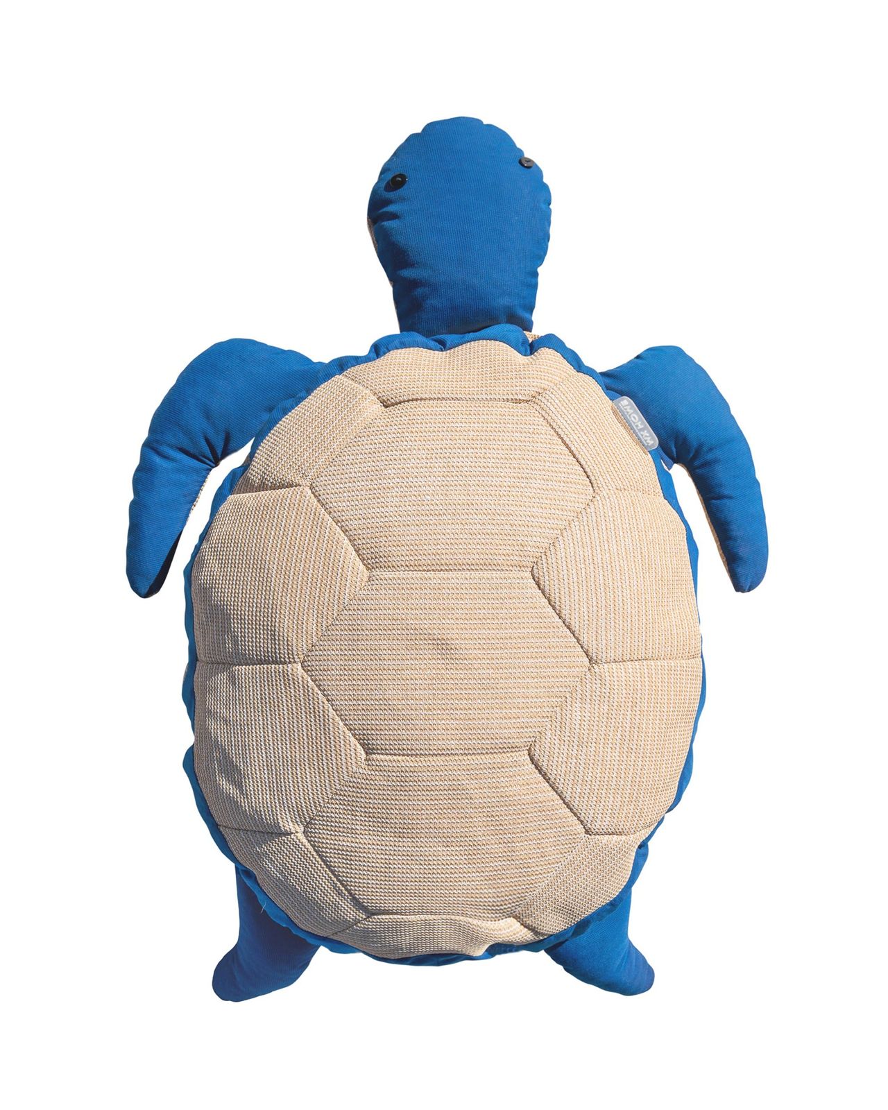 Pouf XL flottant tortue - Beige raphia et bleu by MX HOME