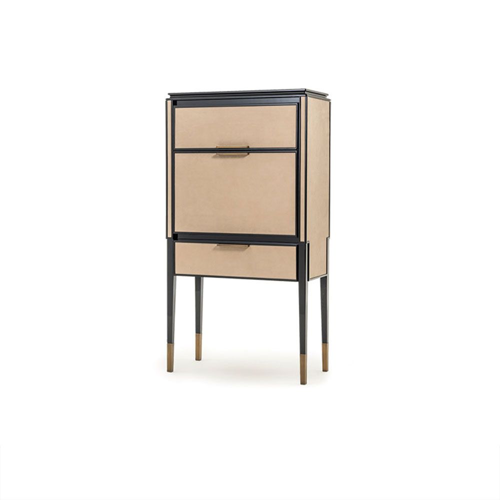 CASTELLO SC5096 - Leather highboard with flap doors by OAK