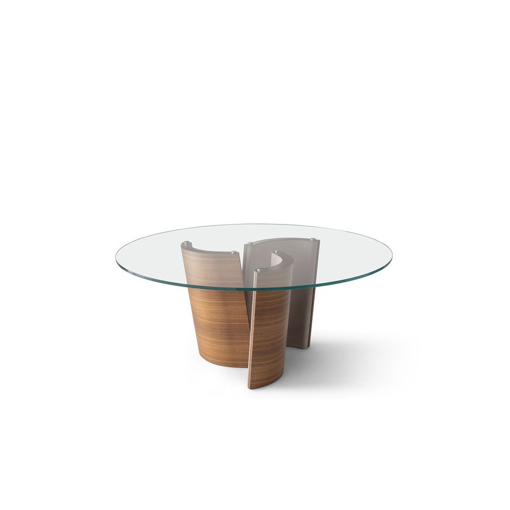 MADISON PM4010 - Round wood and glass table by OAK