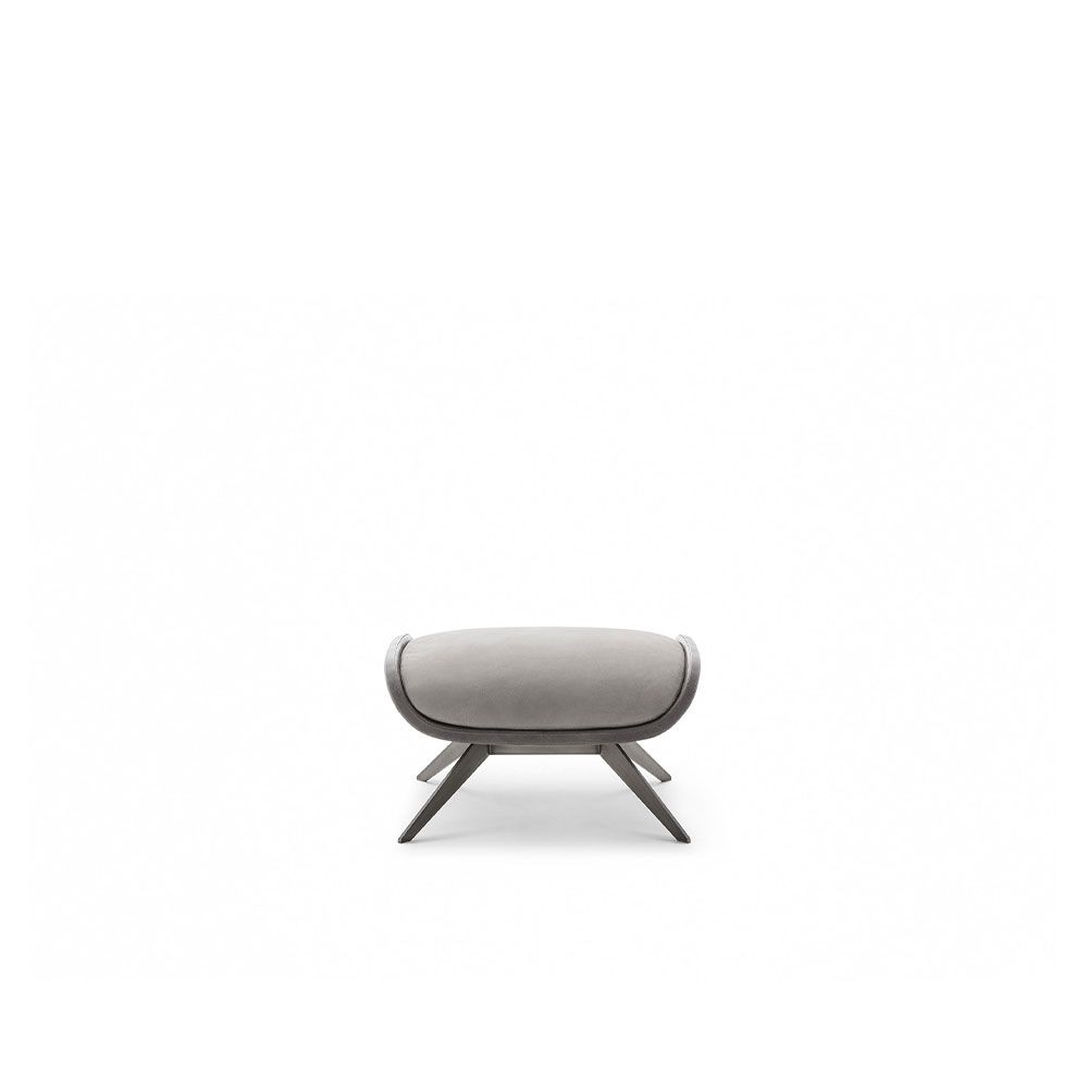 GN8071 - Pouf upholstered in leather or in fabric, with base in steel by OAK
