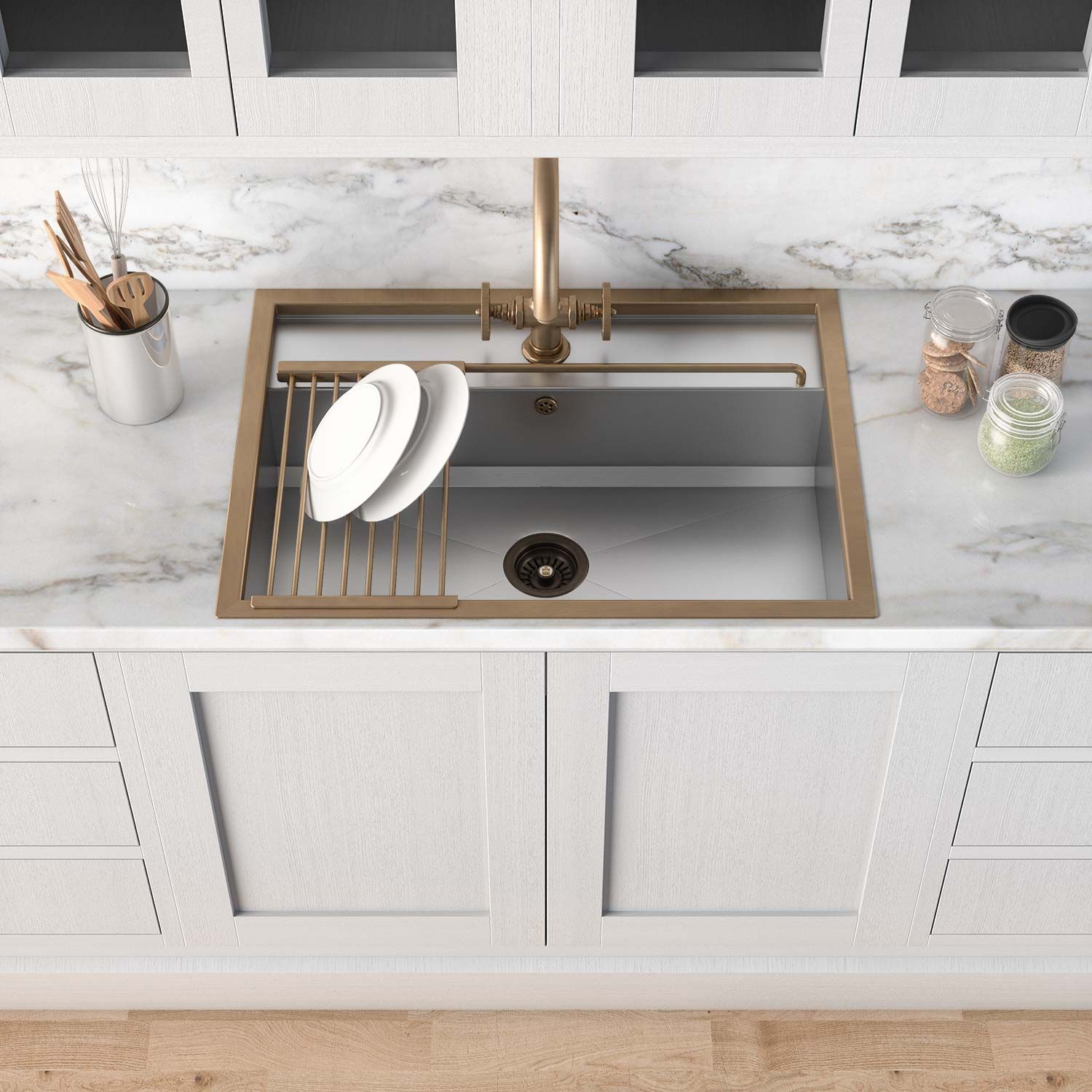Top-mounted rectangular sink with step by Officine Gullo srl