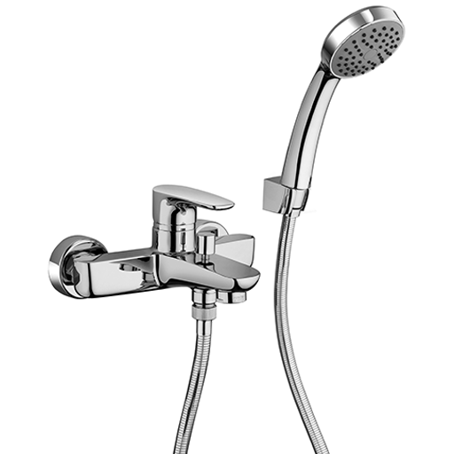 Parallel Single Lever Bath-shower Mixer with Fixed Shower Kit 47..100 by Paini spa Rubinetterie