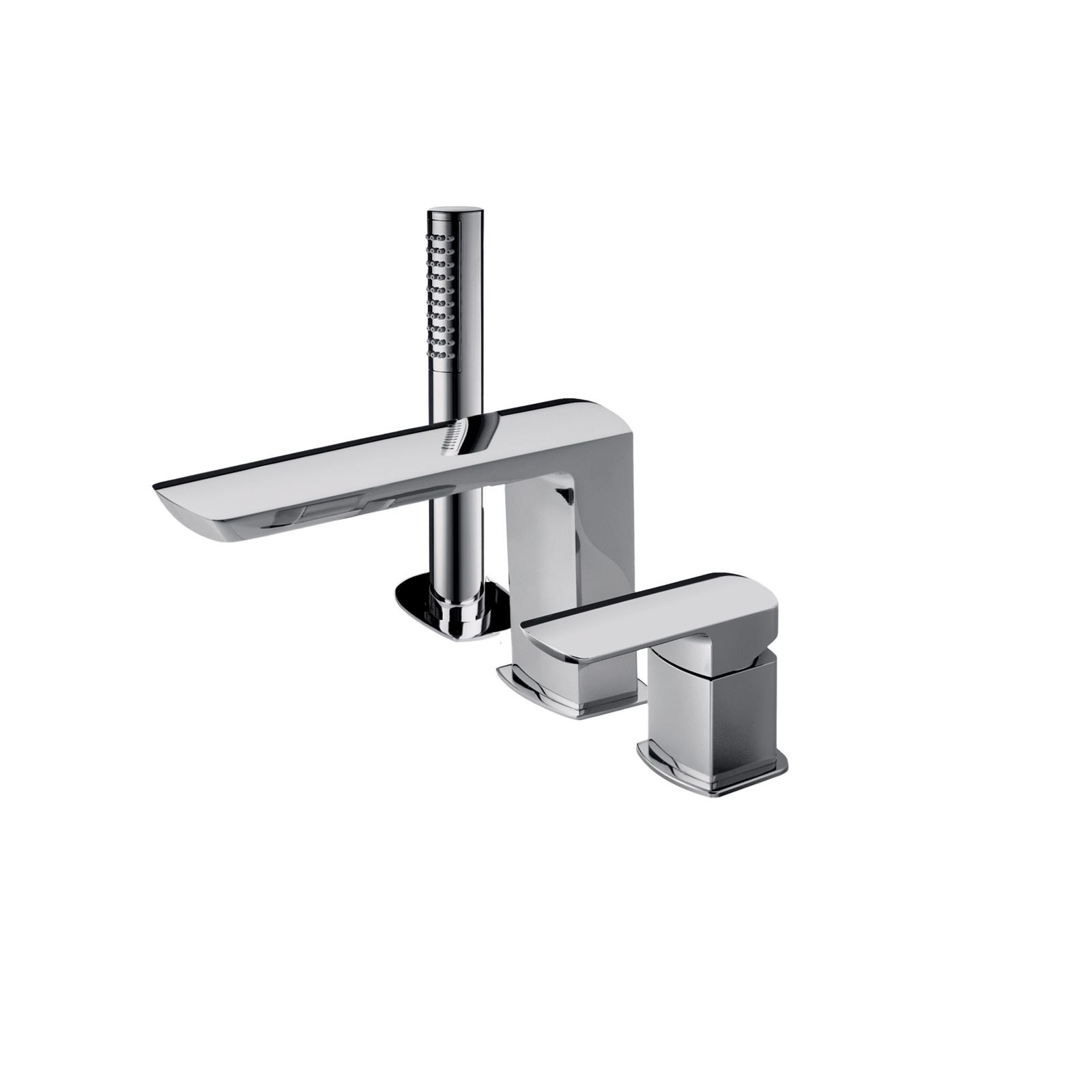 Mis 3-hole Bath Edge Mixer with Single-lever Mixer, Diverter Spout, 1.5m Gliss Hose and Shower Head 011393 by PALAZZANI