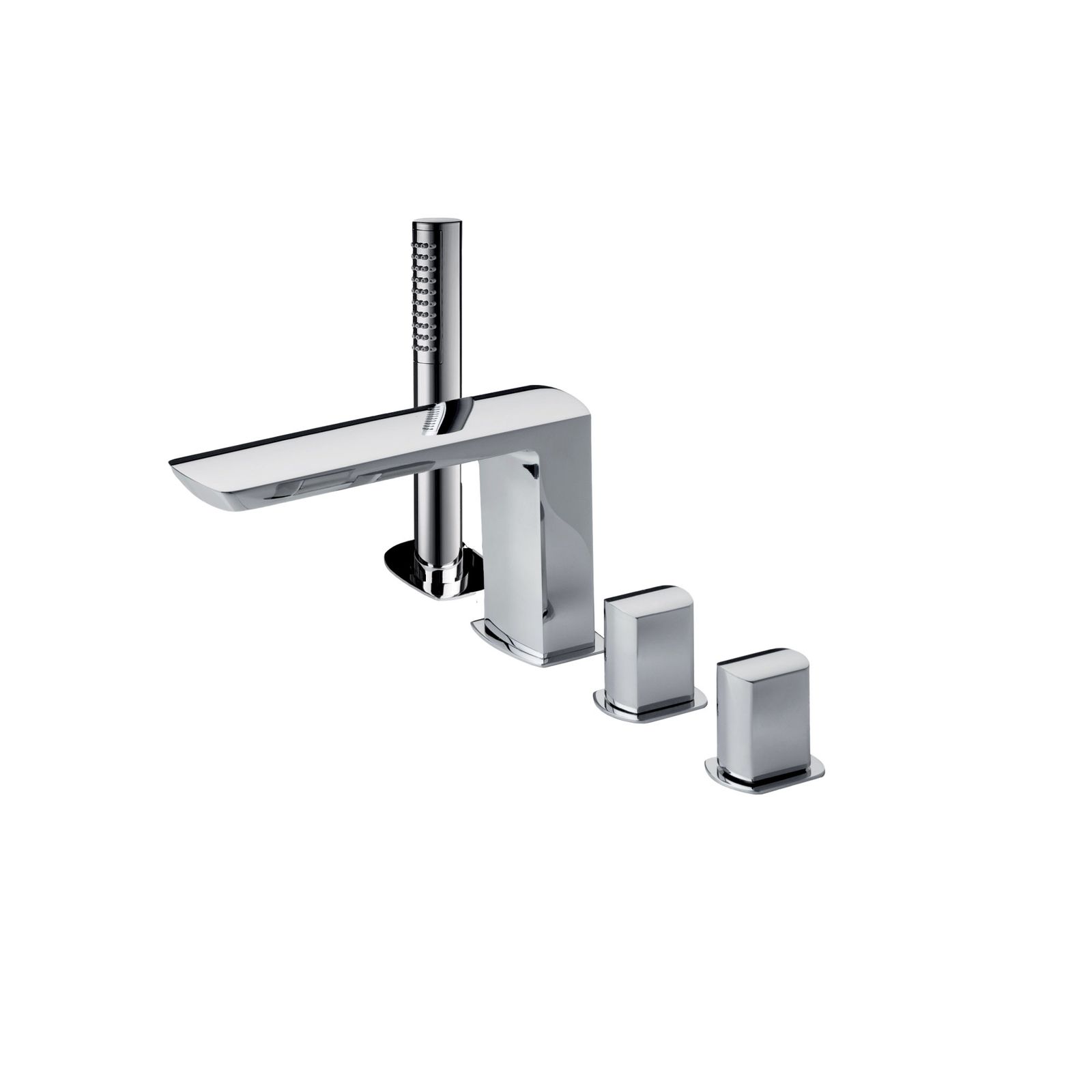 Mis 4-hole Bath Edge Mixer with Taps, Diverter Spout, 1.5m Gliss Hose and Shower Head 011394 by PALAZZANI