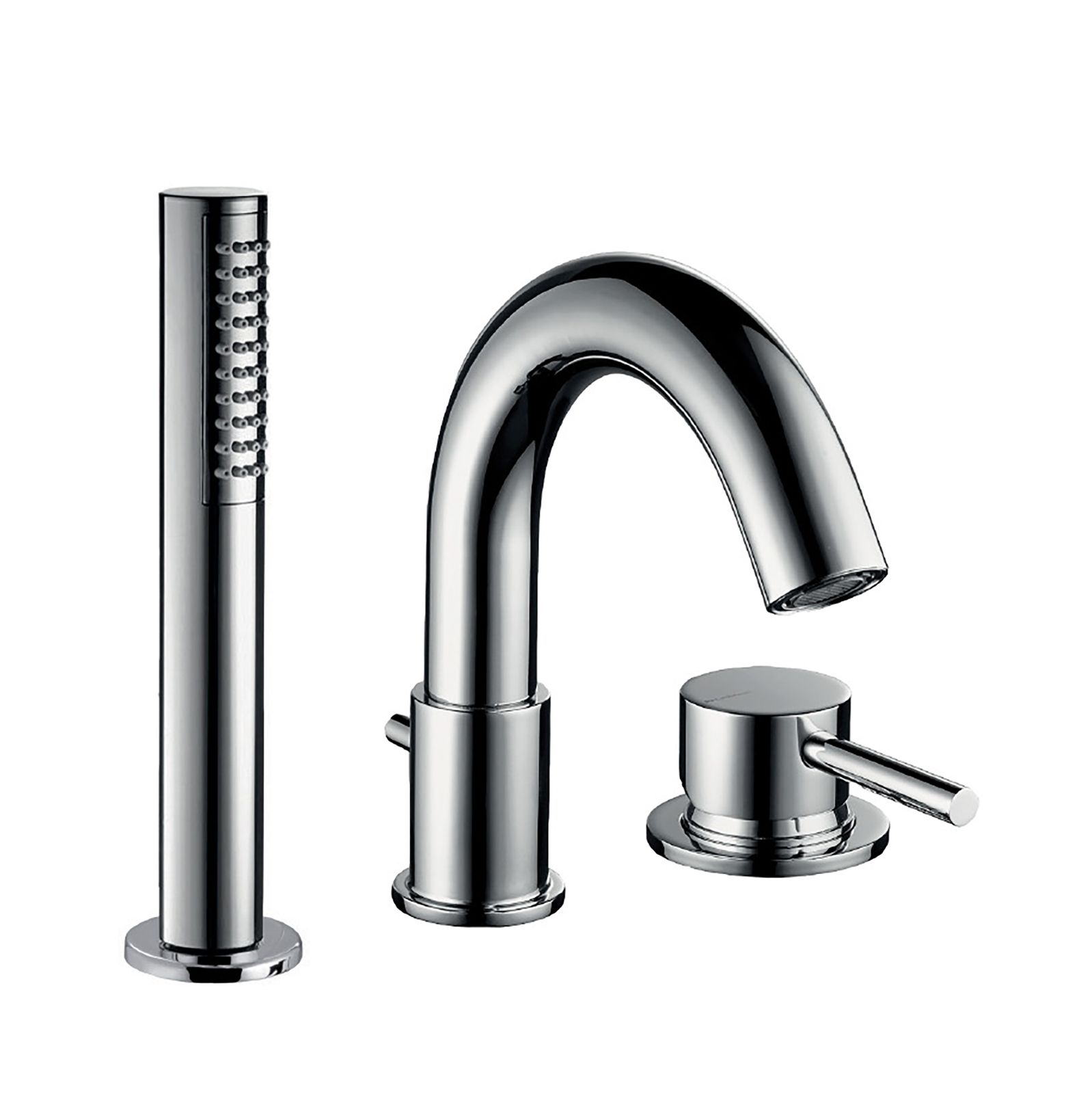 Midi 3-hole Bath Edge Mixer with Single-lever Mixer, Diverter Spout, 1.5m Gliss Hose and Shower Head 121393 by PALAZZANI