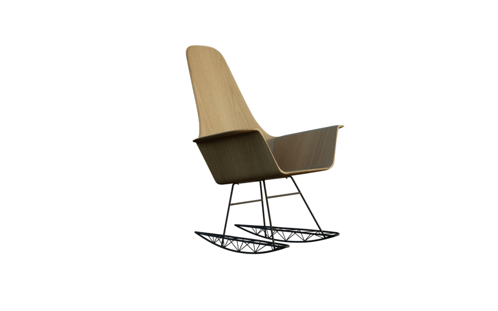 MARTINA ELEGANCE wood upholstered rocking chair | PIPEDESIGN PURESHAPE by Pipedesign