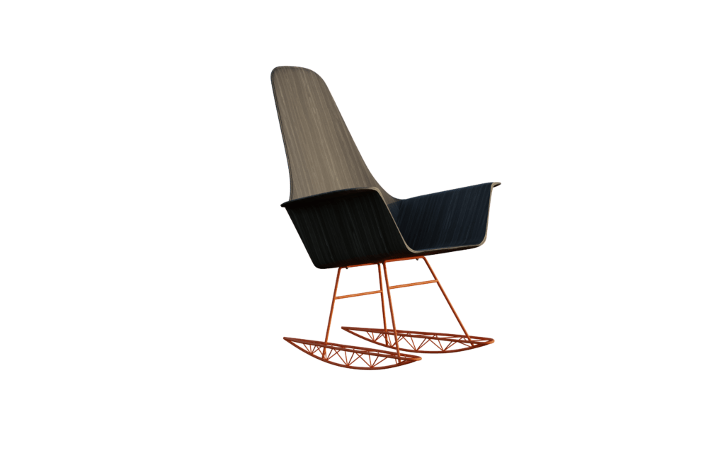 MARTINA VINTAGE wood upholstered rocking chair | PIPEDESIGN PURESHAPE by Pipedesign
