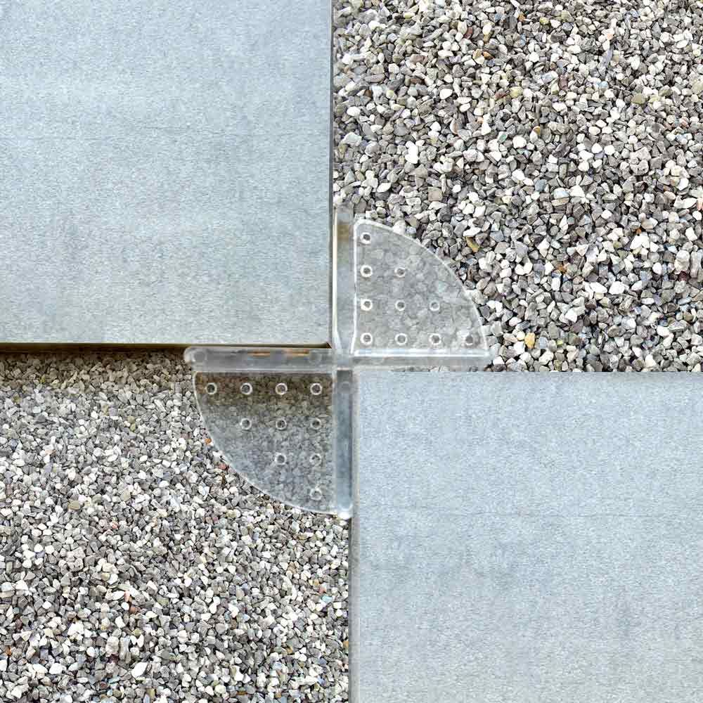 Plastic tie-base with 3 mm tabs to be used with stone and tiles in exterior applications by Profilitec
