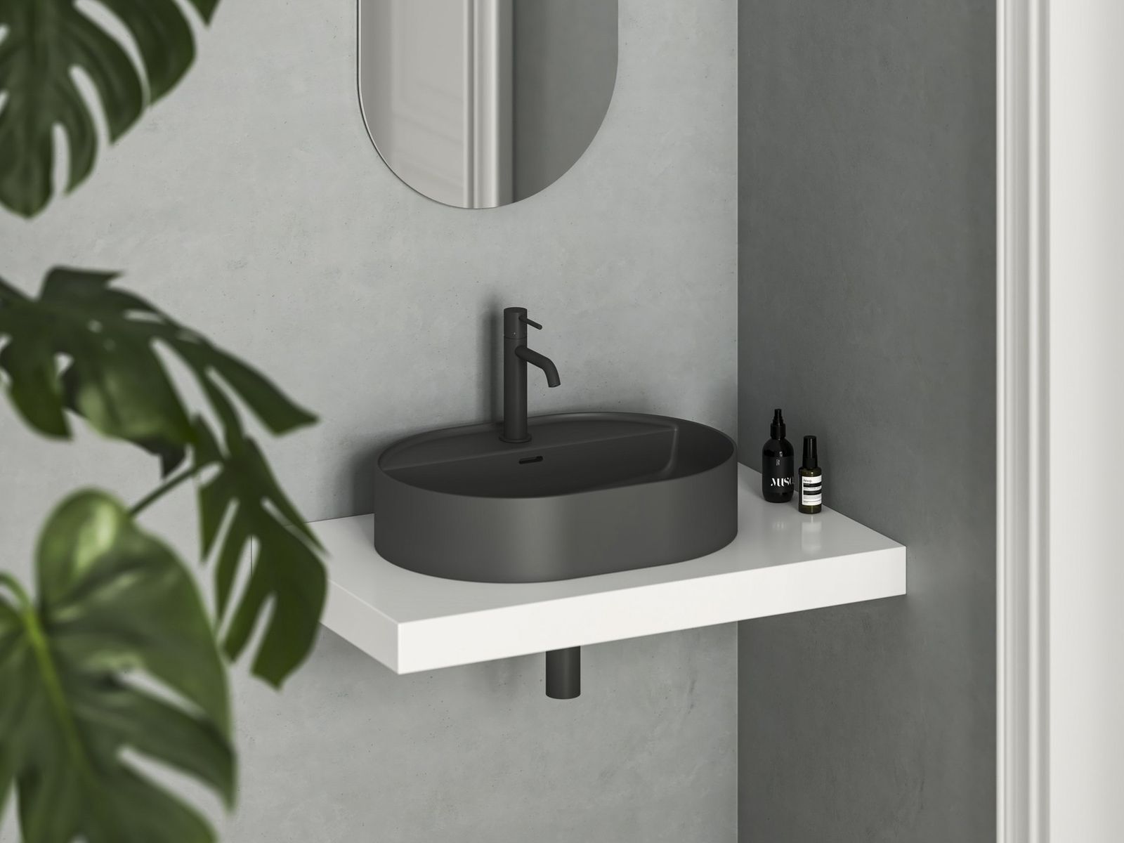 Ceramic Slim Shelf O Washbasin, ceramic, anthracite by Ravak