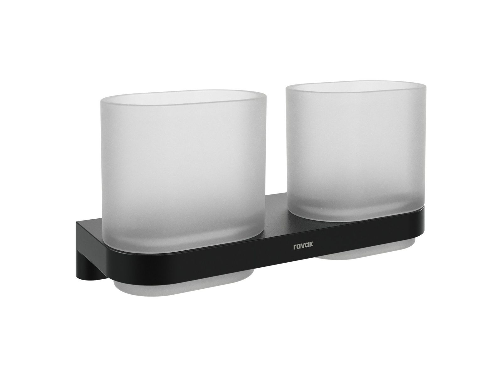 CR II 220.20BLM Double Cup with Holder, matt black by Ravak
