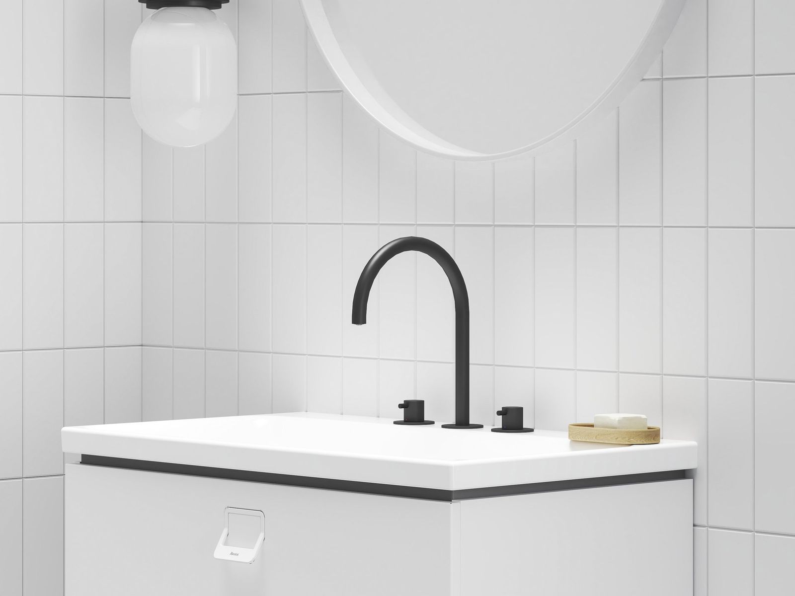 ES 018.20BLM Three-Hole Washbasin Tap, without Pop-Up Waste, 270 mm, Black Matt by Ravak