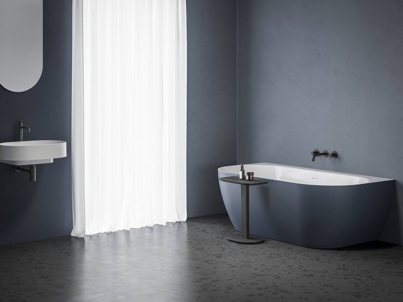 Freedom Wall Tec Bathtub 170x87, Deepsea Blue/white, Drain Cover: white/black/chrome by Ravak