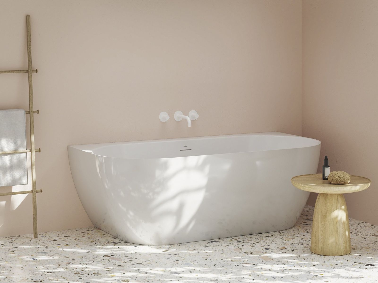 Freedom Wall Tec Bathtub 170x87, white, Drain Cover: white/black/chrome by Ravak