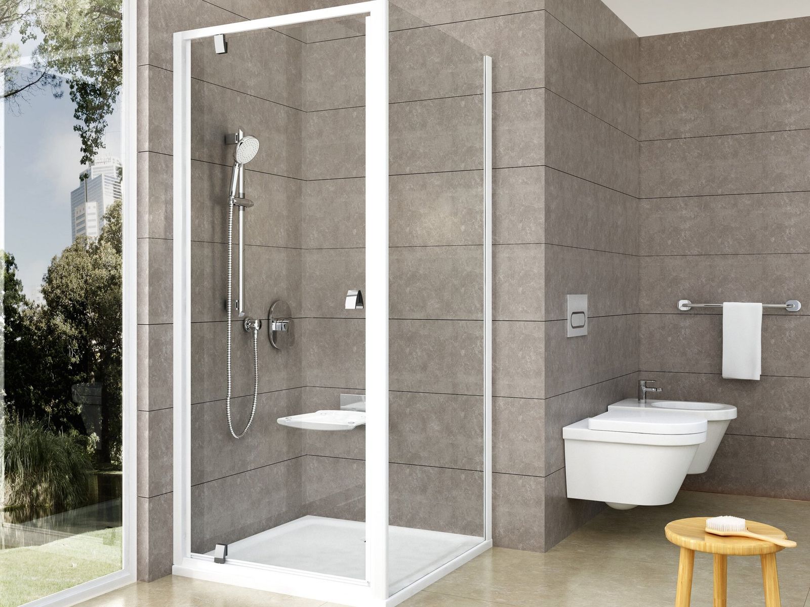 PDOP1+PPS 90x100, white/chrome+transparent by Ravak