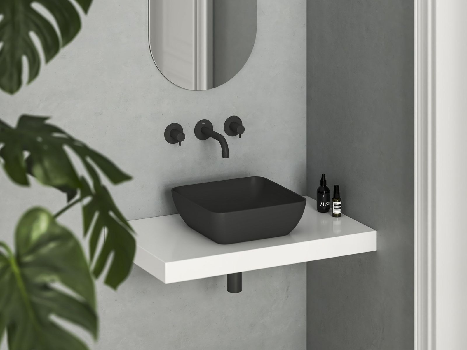 Uni Slim 38 S Washbasin, ceramic, matt black by Ravak