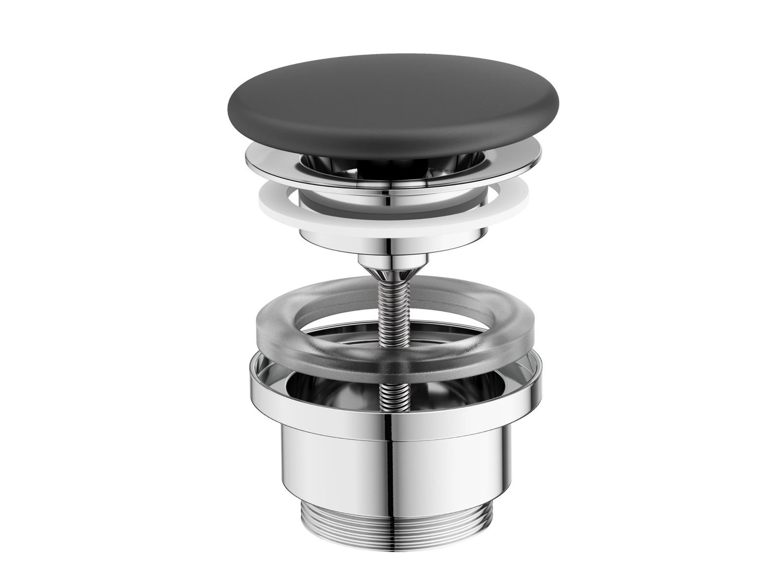 Washbasin Waste Plug Flat, fixed, ceramic, matt black by Ravak