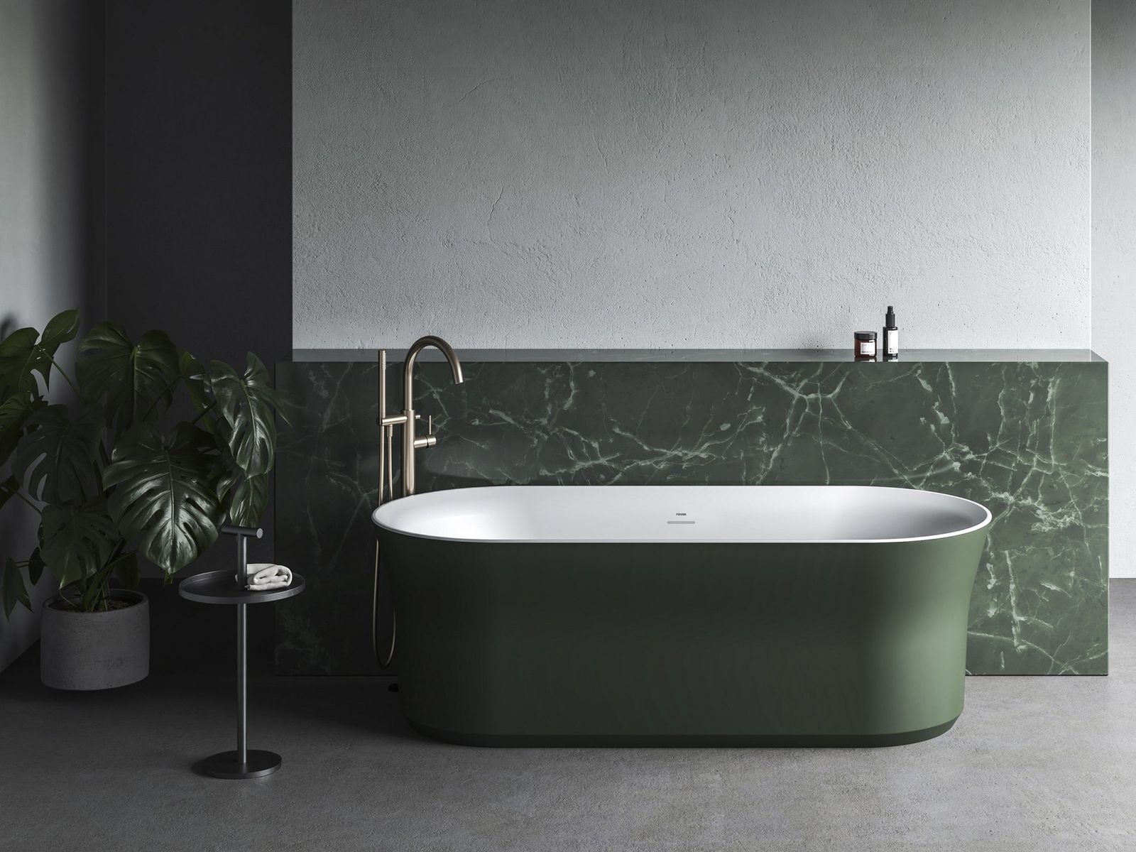 Ypsilon Bathtub 180x80 Grey Green/white, Drain Cover: white/black/chrome by Ravak