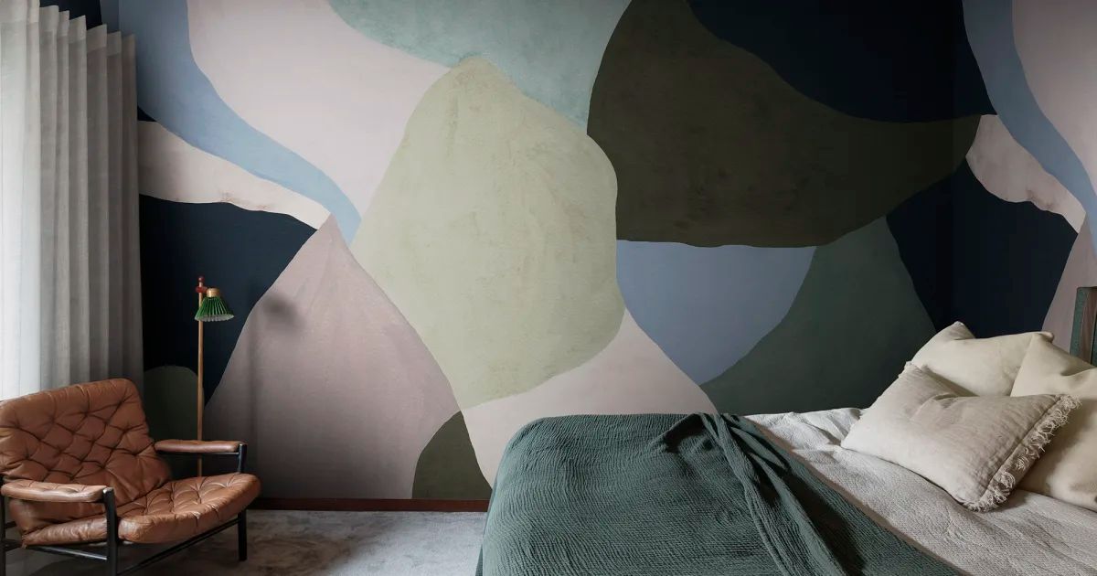 Abstract Fields, Pink & Blue by Rebel Walls