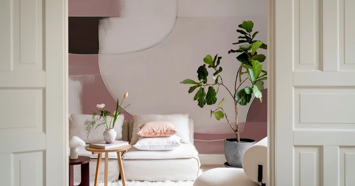 Abstract Shapes, Burgundy by Rebel Walls