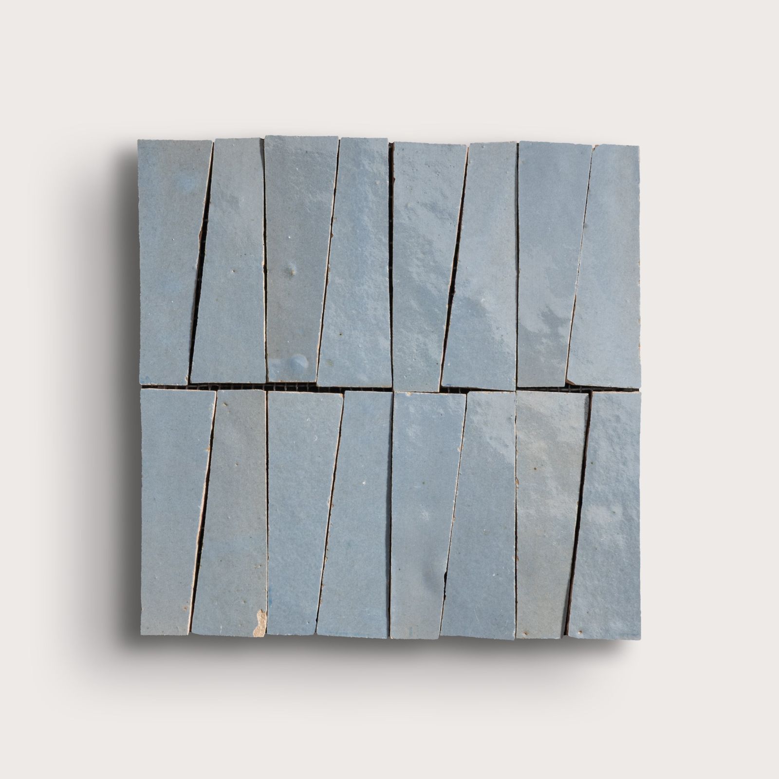Belize Blue 1x4 Trapezoid Mosaic Zellige Tile by Riad Tile
