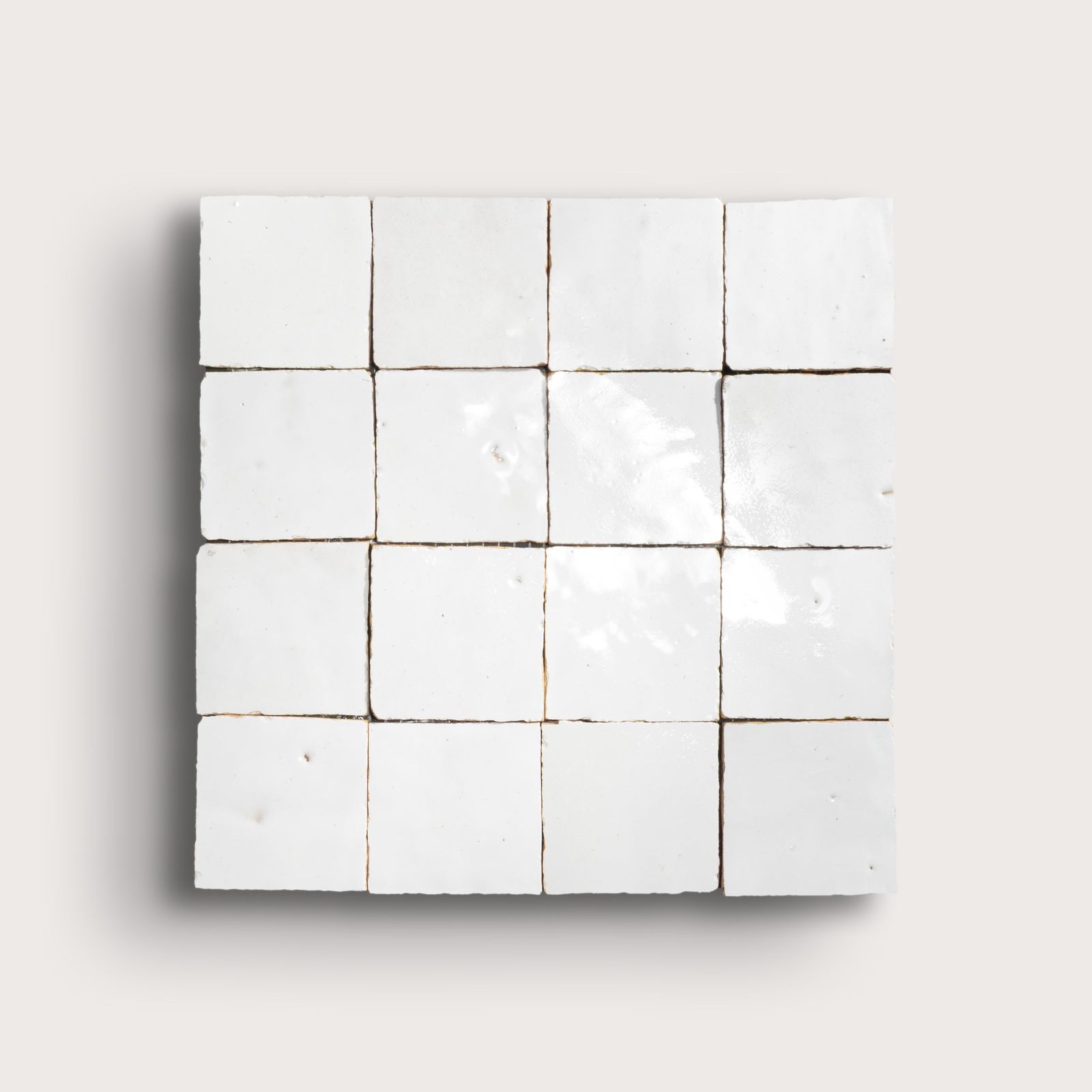 Bright White 2x2 Mosaic Zellige Tile by Riad Tile