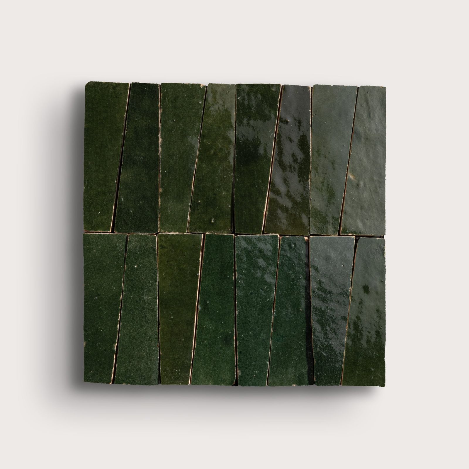 Forest Green 1x4 Trapezoid Mosaic Zellige Tile by Riad Tile