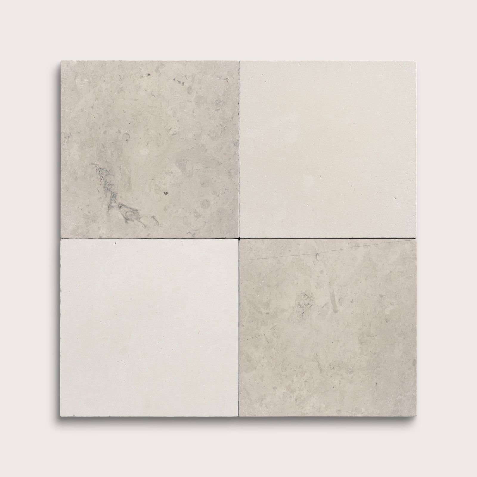 French Linen & Chateau Grey 12x12 Limestone | Tumbled - Checkerboard Bundle by Riad Tile