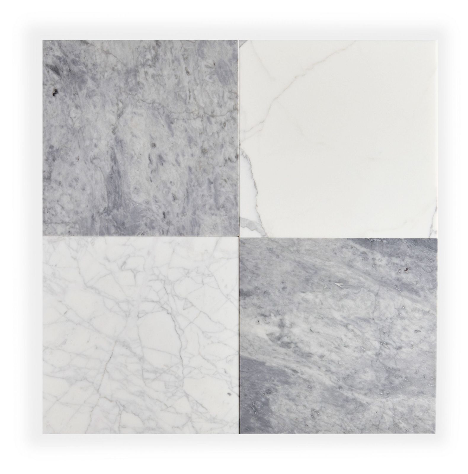 Italian Statuary & Bardiglio Grey Light 12x12 Marble | Honed – Checkerboard Bundle by Riad Tile