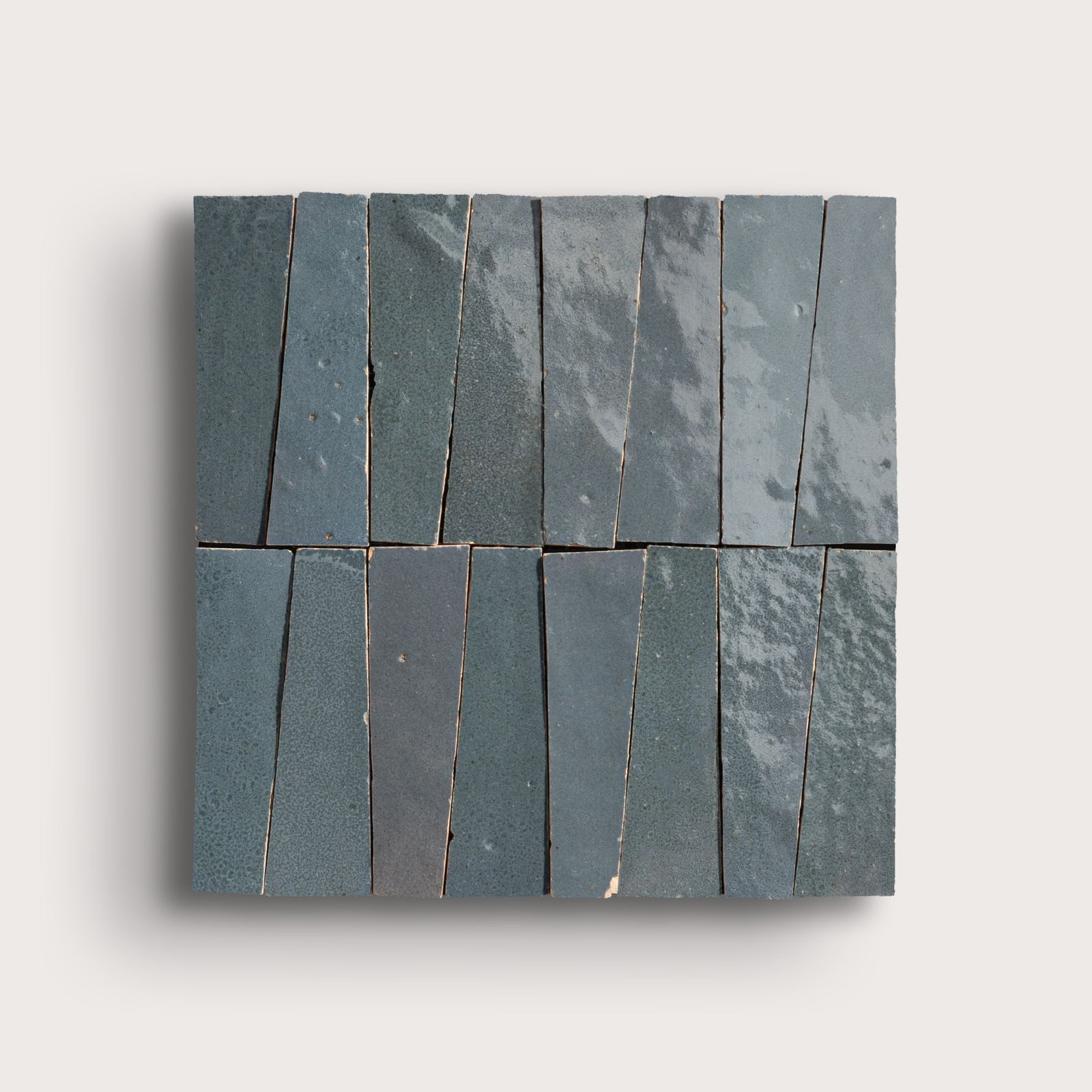 Steel Grey 1x4 Trapezoid Mosaic Zellige Tile by Riad Tile