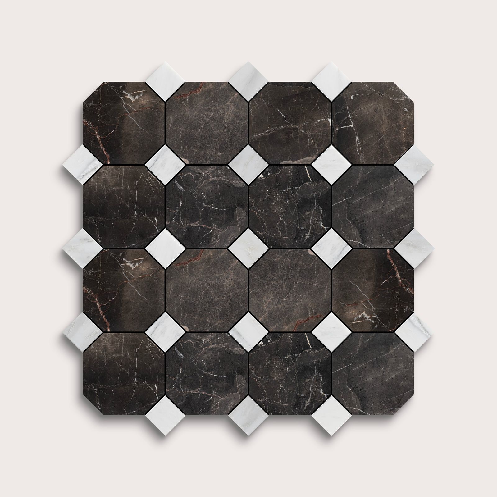 Truffle Octagon & Casablanca Carrara Dot Marble | Honed by Riad Tile