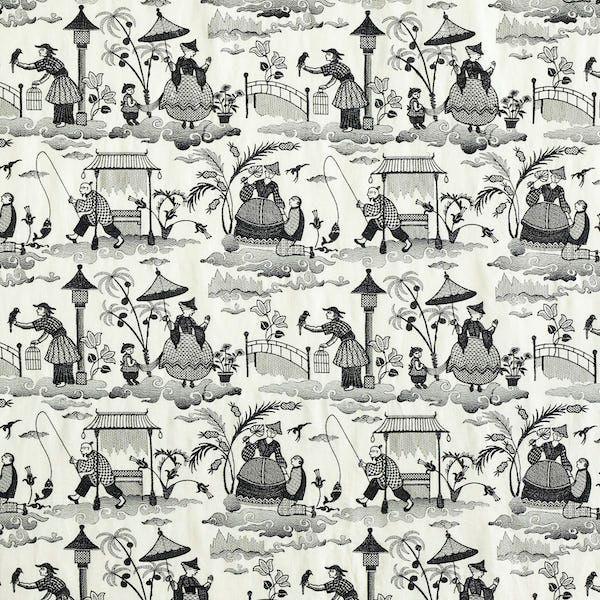 Bassano Embroidered Toile Black by Schumacher