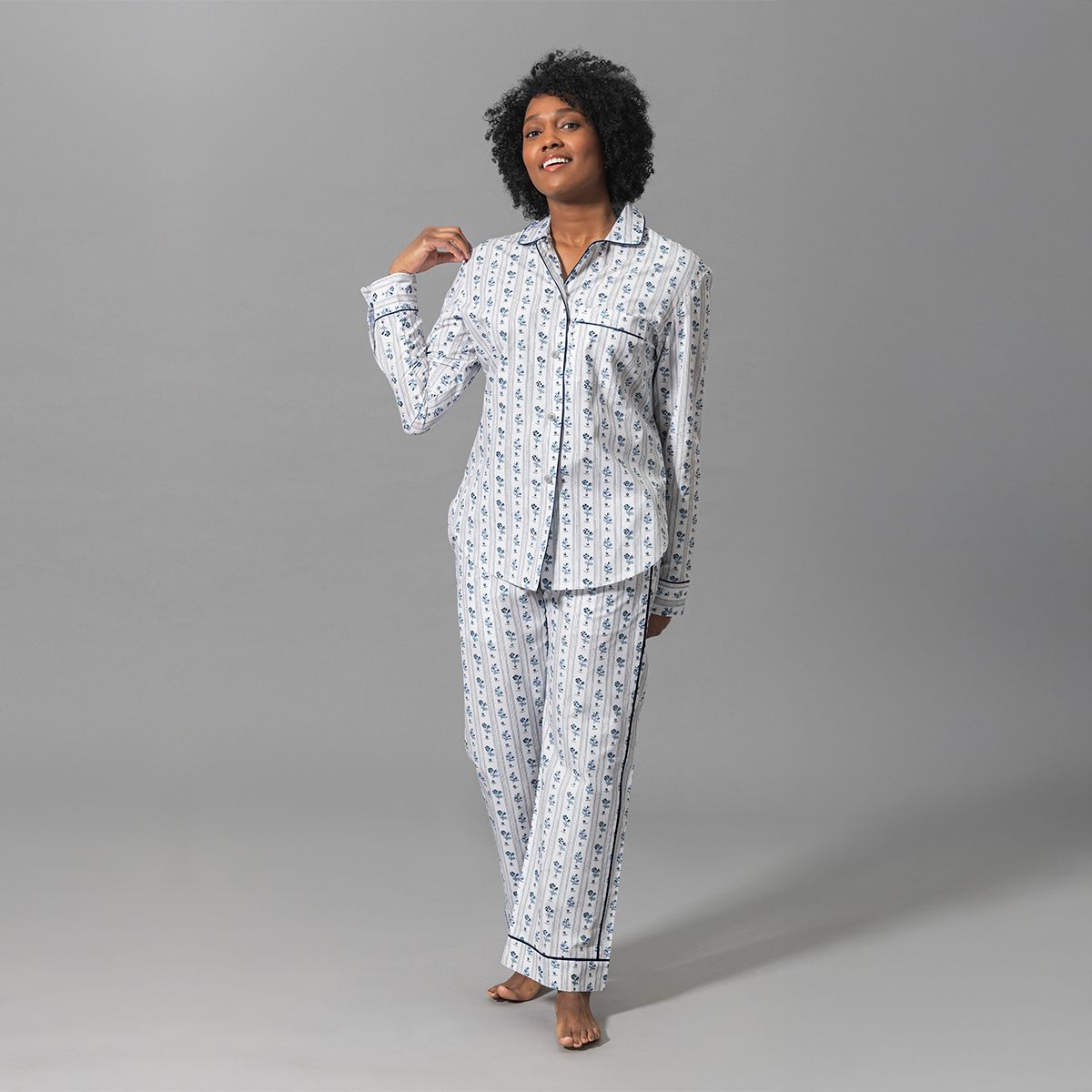 Cabanon Stripe Pajama Set Blue by Schumacher