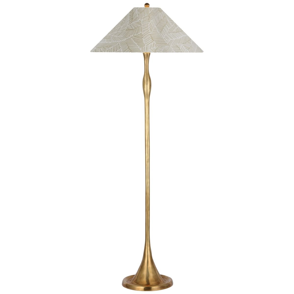 Romero Floor Lamp, Antique Brass Abstract Leaf In Taupe by Schumacher