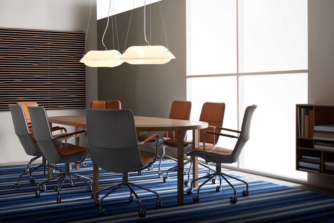 Kite conference chair with armrest upholstered seat and back by Swedese