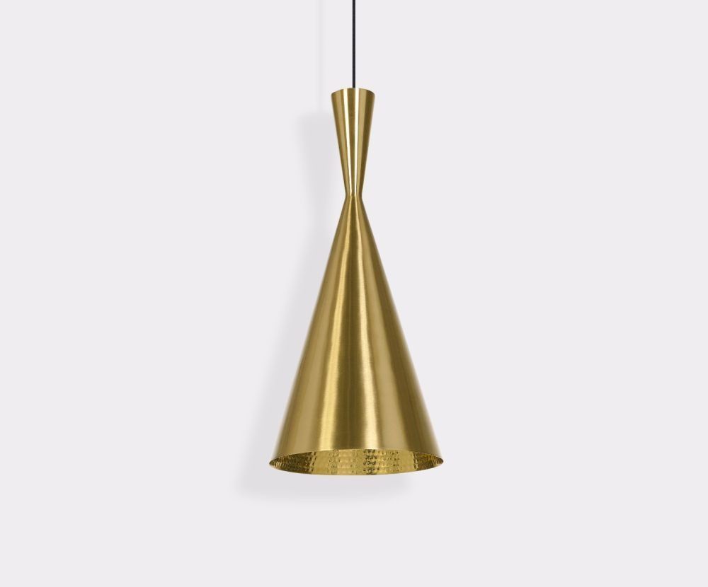 Beat LED Tall Pendant Brass by Tom Dixon