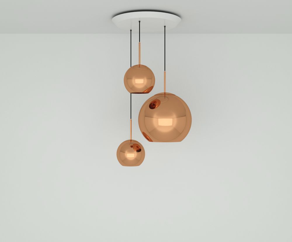Copper LED Trio Round Pendant System by Tom Dixon