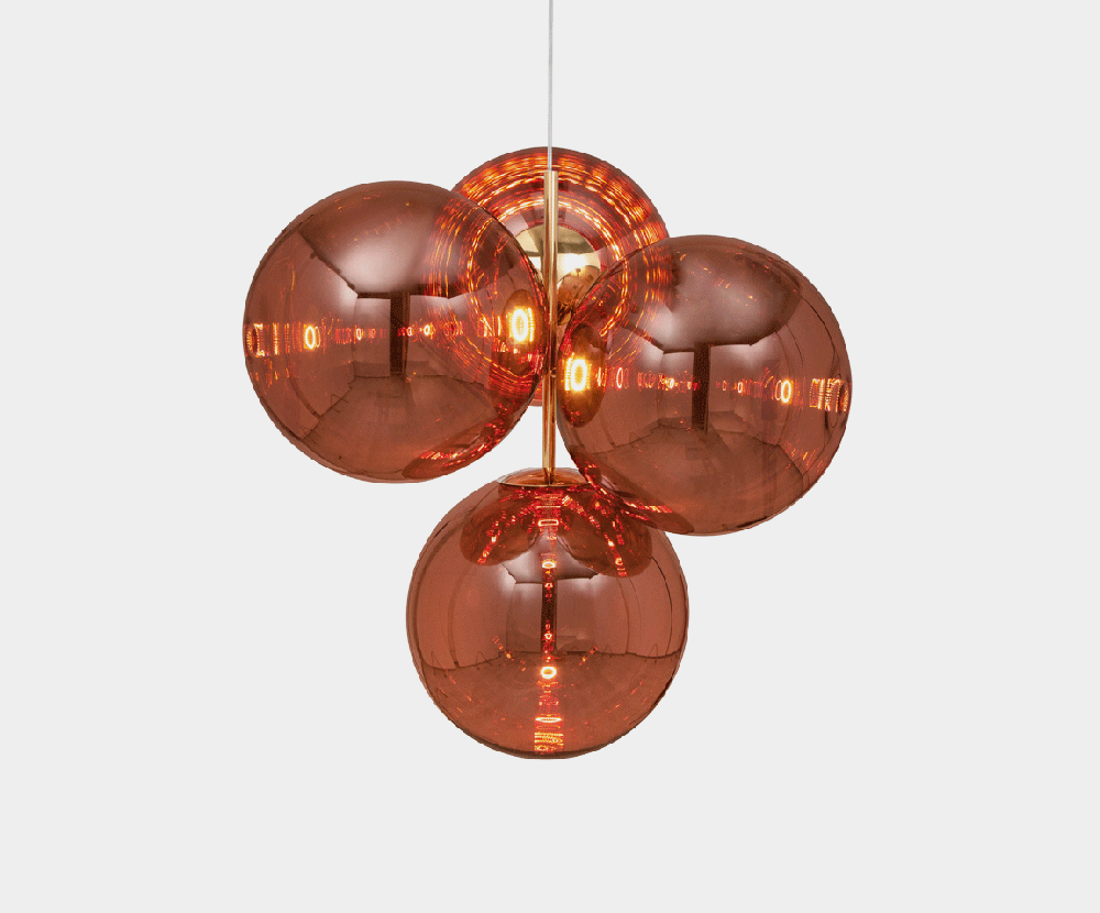 Globe Chandelier Small Copper LED by Tom Dixon