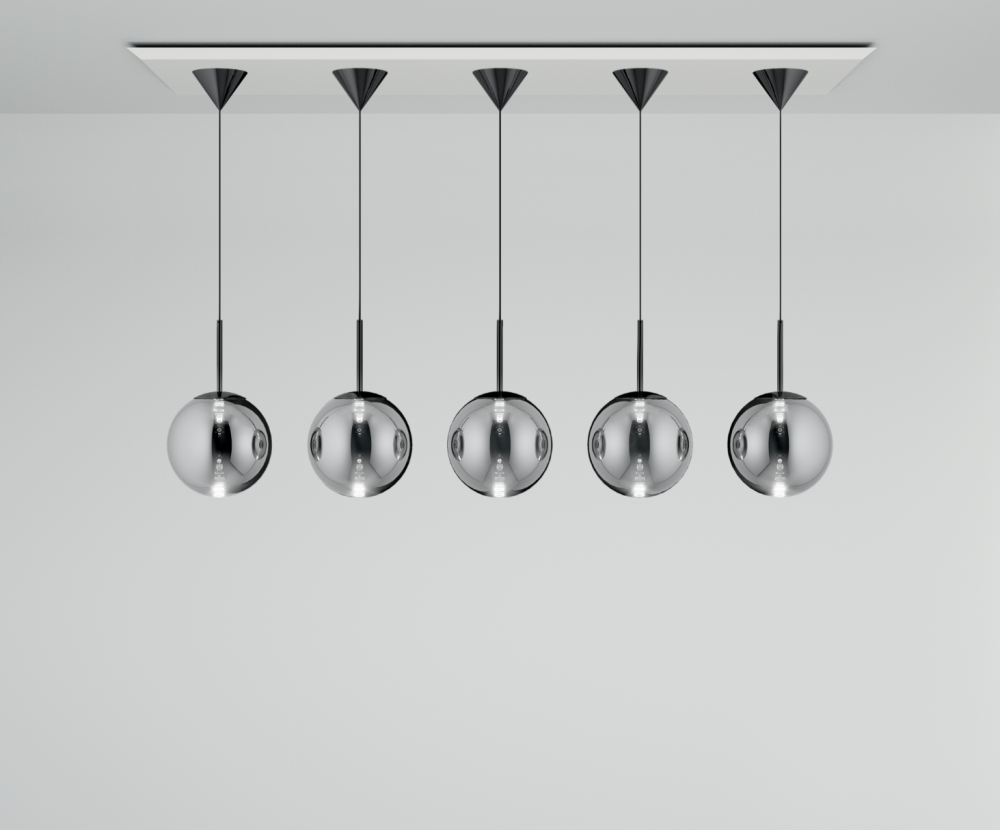 Globe Pendant System Linear Mini Silver by Tom Dixon