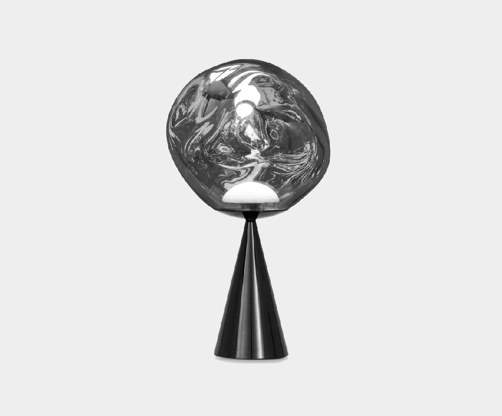 Melt Cone Fat Table Silver LED by Tom Dixon
