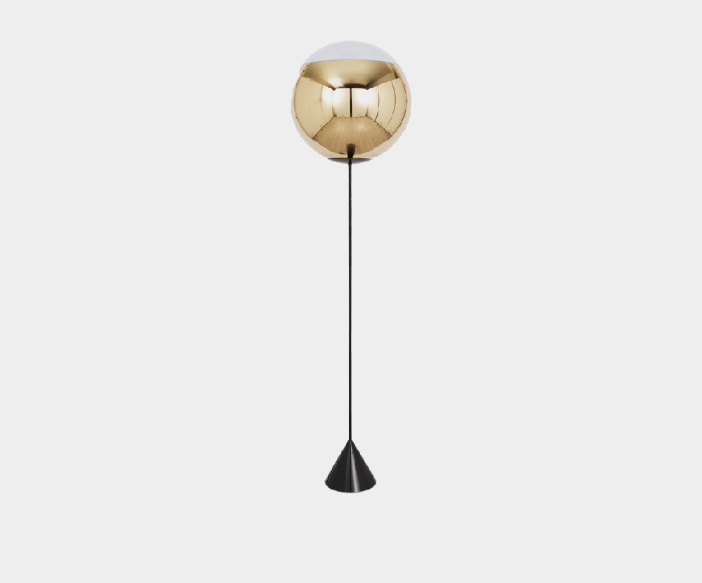 Mirror Ball Cone Slim Floor Gold LED by Tom Dixon