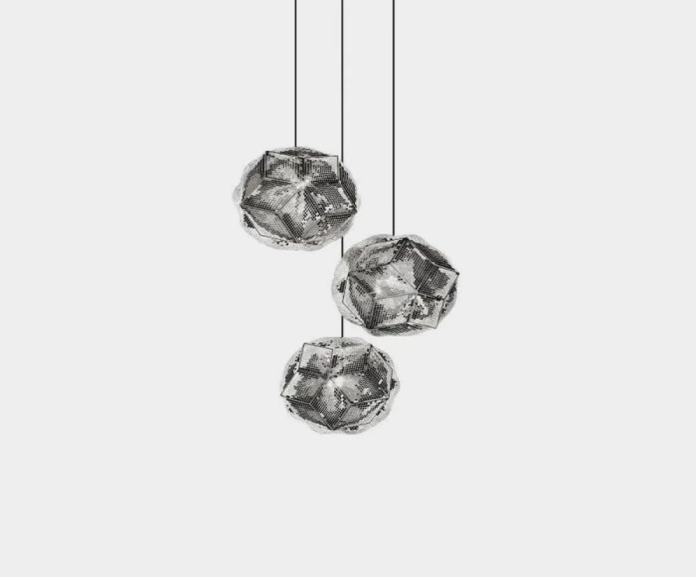 Puff Pendant System Round Trio Stainless Steel LED by Tom Dixon