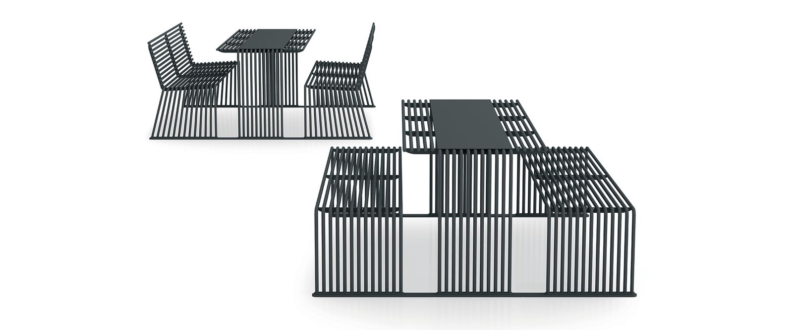.015 Table + integrated benches - Urbantime by Diemmebi by Urbantime