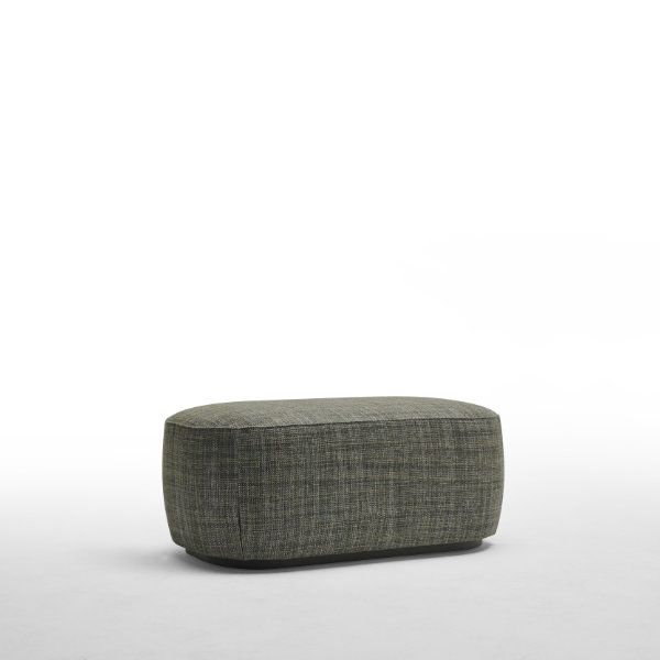 Modern upholstered pouf with wooden base by Zanaboni